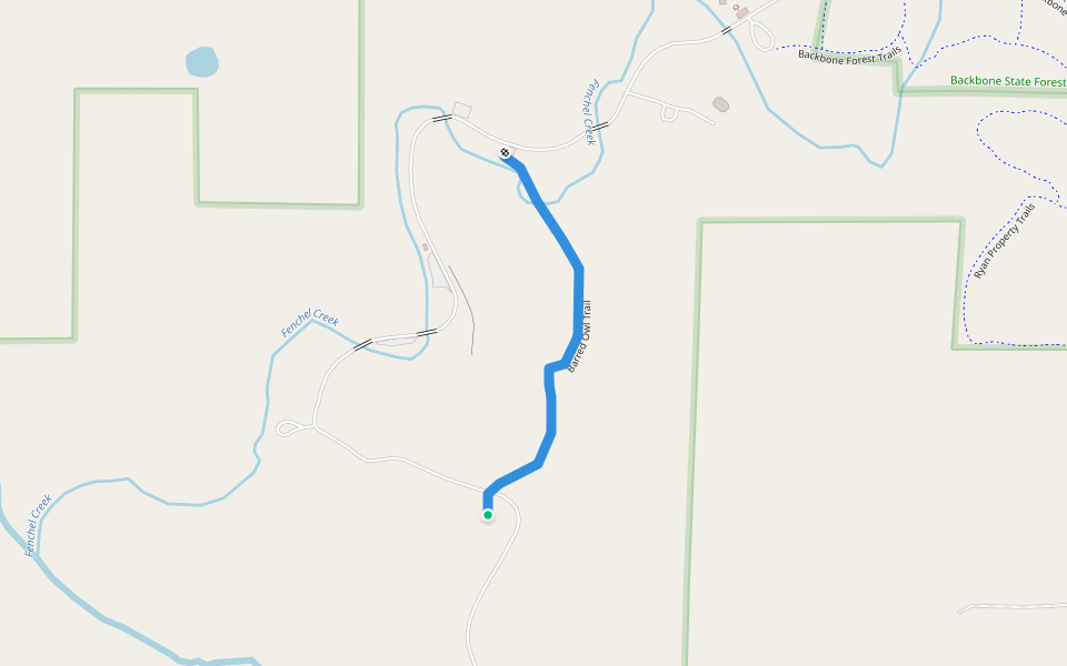 Barred Owl Trail walking route map in Strawberry Point