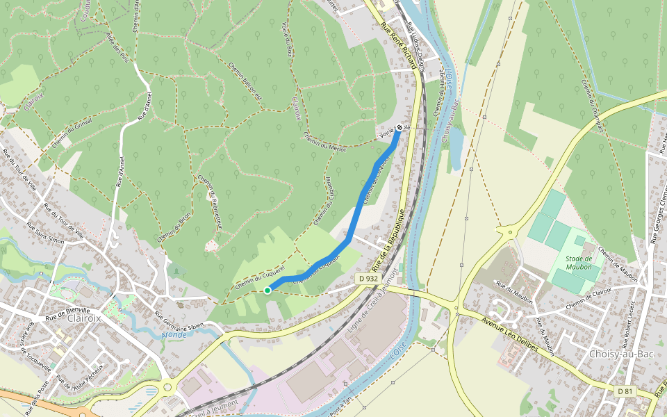Chemin du Coquibot walking route map in Clairoix
