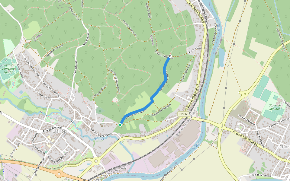 Chemin du Cuquerel walking route map in Clairoix