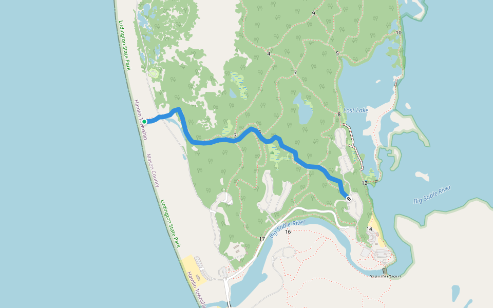 Coast Guard Trail walking route map in Free Soil