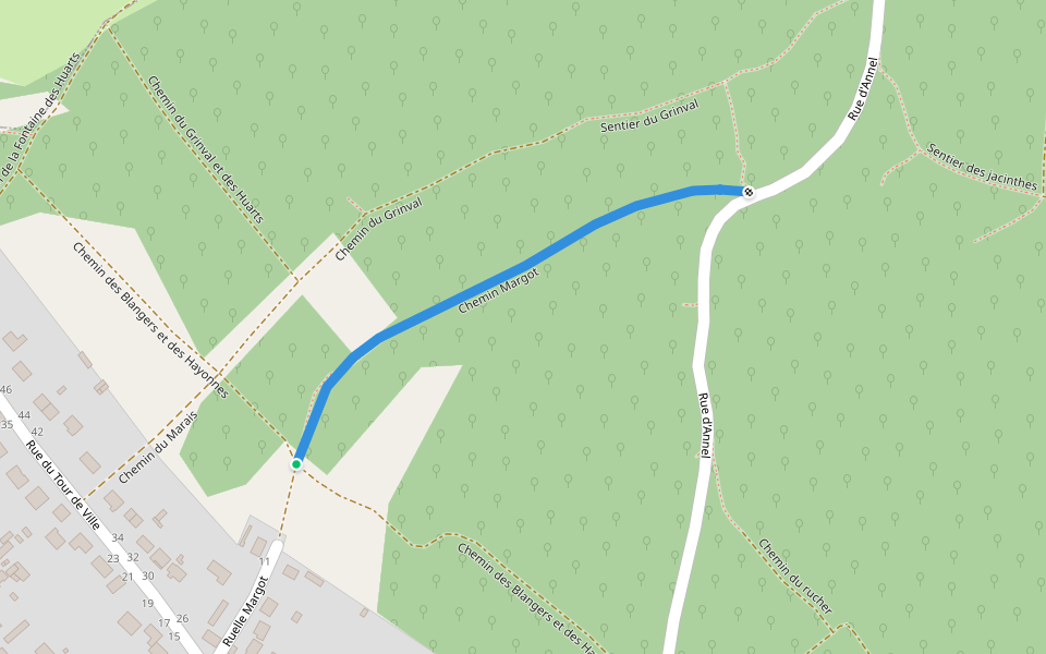 Chemin Margot walking route map in Clairoix