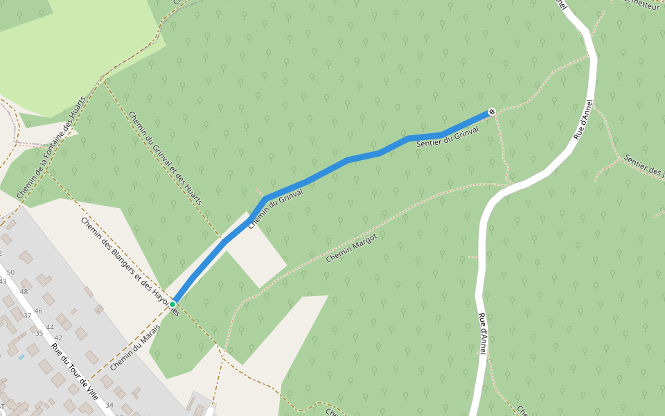 Chemin du Grinval walking route map in Clairoix