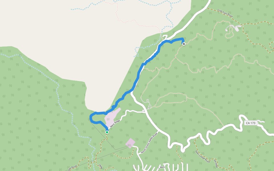 Toll Road walking route map in Lake Arrowhead