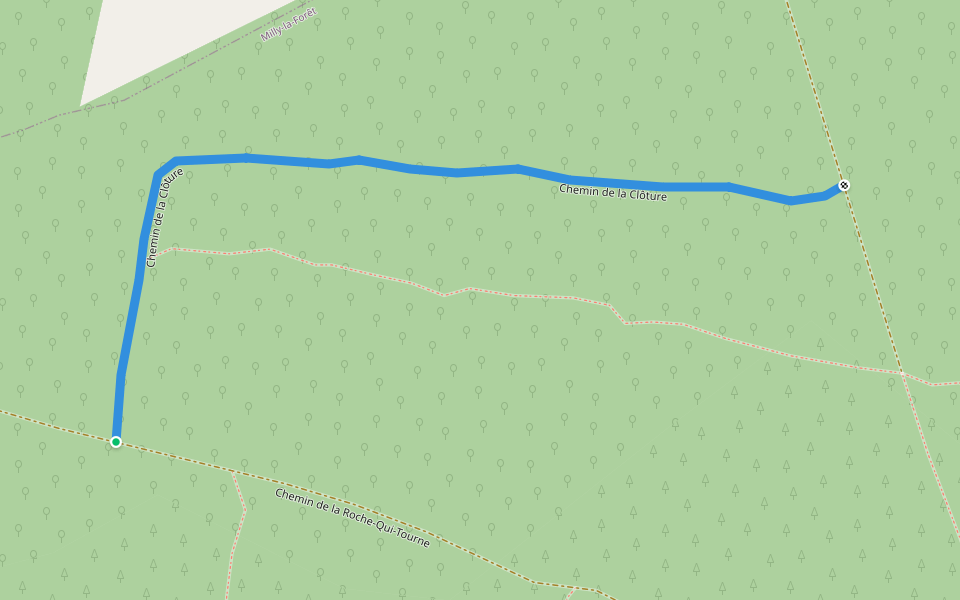 Chemin de la Clôture walking route map in Milly-la-Forêt