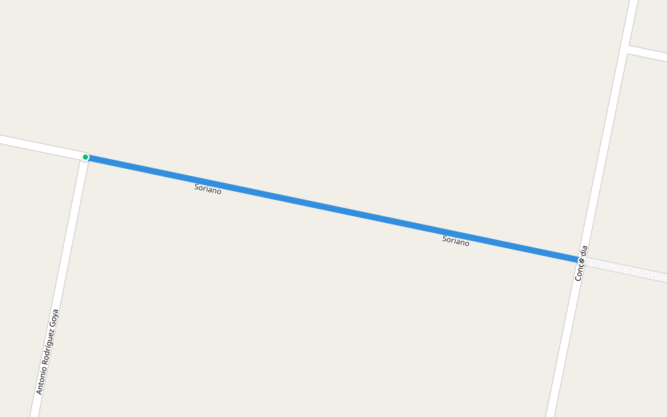 Soriano walking route map in Colonia Valdense