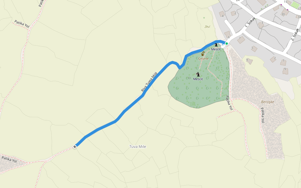Riya Tuwa Milê walking route map in Midyat