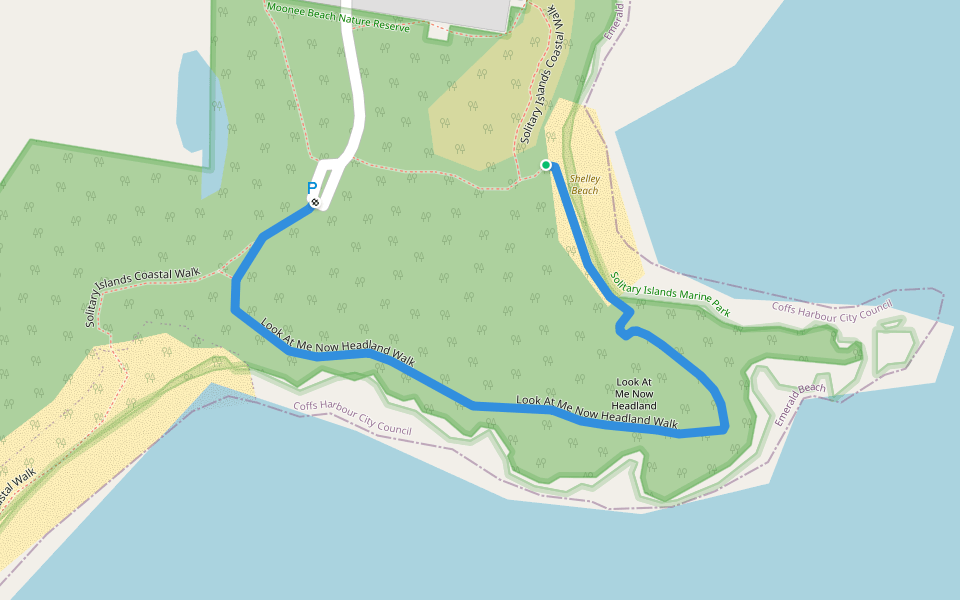 Look At Me Now Headland Walk walking route map in Emerald Beach