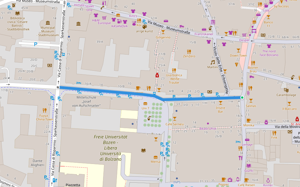Via Leonardo da Vinci - Leonardo-da-Vinci-Straße walking route map in Bolzano
