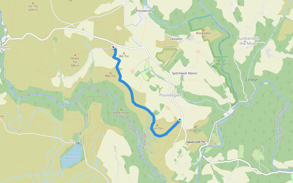 Dr Blackall's Drive walking route map in Poundsgate