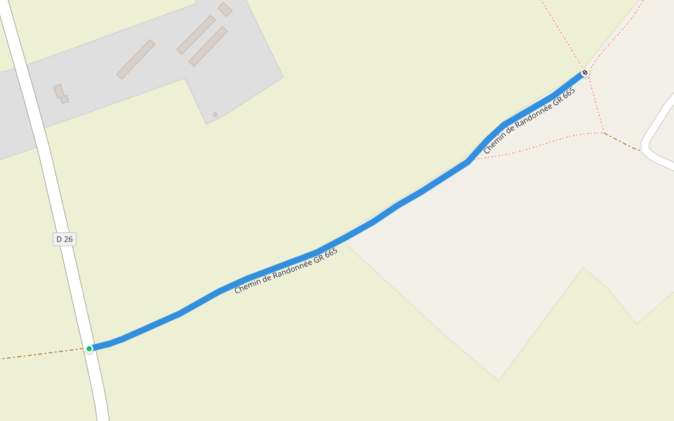 Chemin de Randonnée GR 665 walking route map in Saint-Sauvant