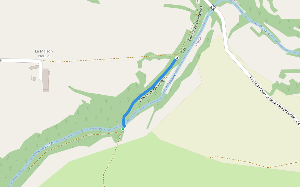 Chemin de Chantegros walking route map in Faye-l'Abbesse
