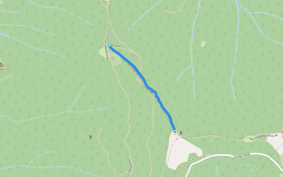 Pizzo Tre Termini, cresta NW walking route map in Blevio
