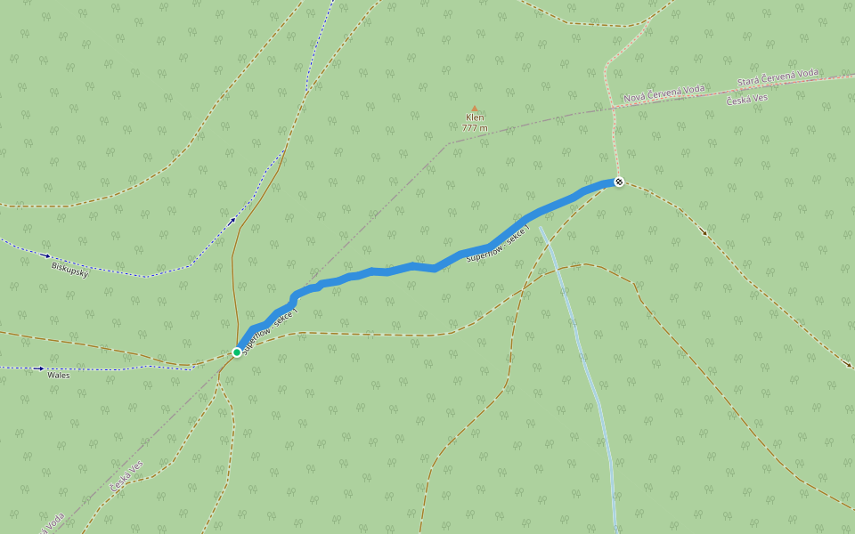 Superflow - sekce 1 walking route map in Stará Červená Voda