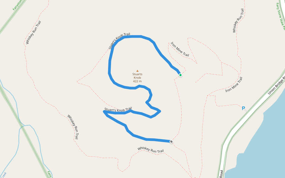 Stuart's Knob Trail walking route map in Stuart