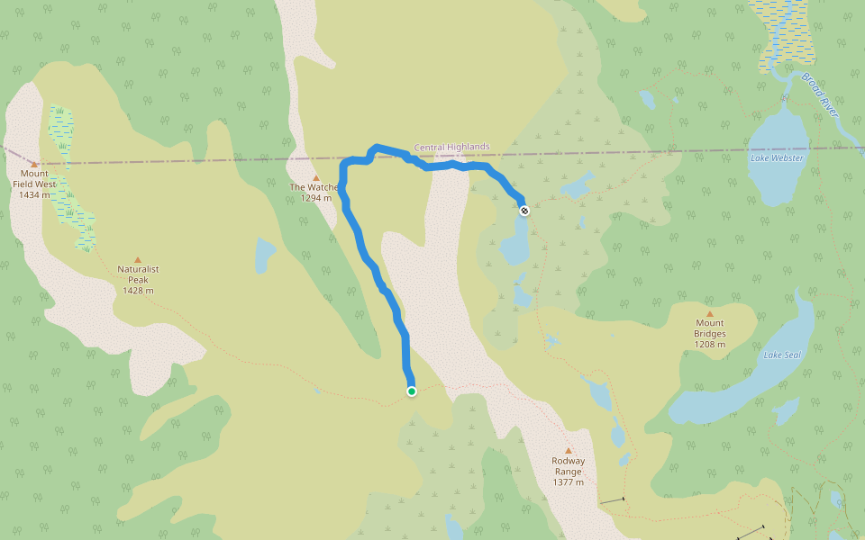 K Col Track walking route map in Mount Field