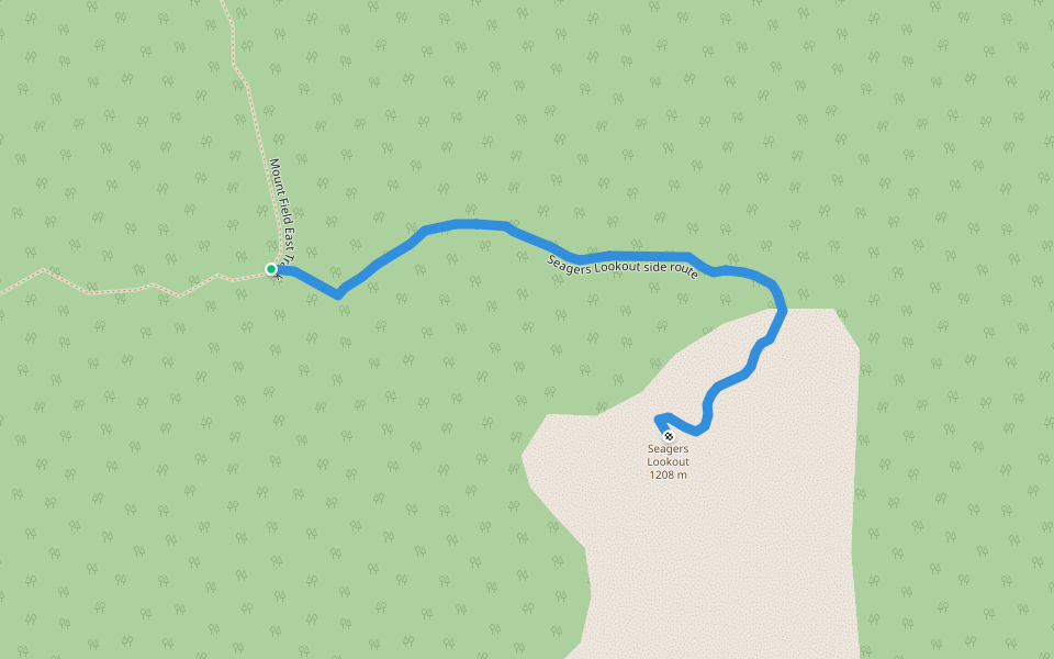 Seagers Lookout side route walking route map in Mount Field