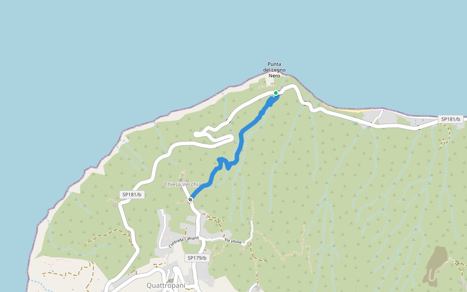 Acquacalda - Chiesa Vecchia walking route map in Acquacalda