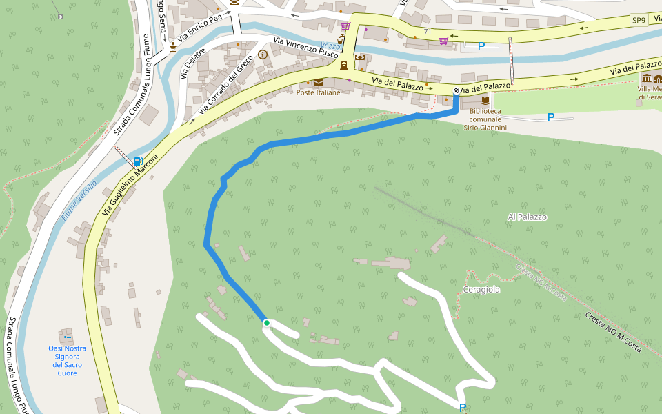 S.A.V. Sentiero Alta Versilia walking route map in Ripa- Pozzi-Ponterosso