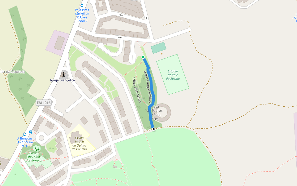 Trilho Campo futebol walking route map in Paio Pires