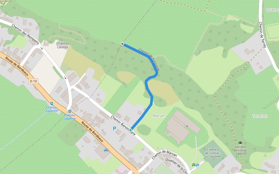 Chemin de Pimpanet walking route map in Lestiac-sur-Garonne