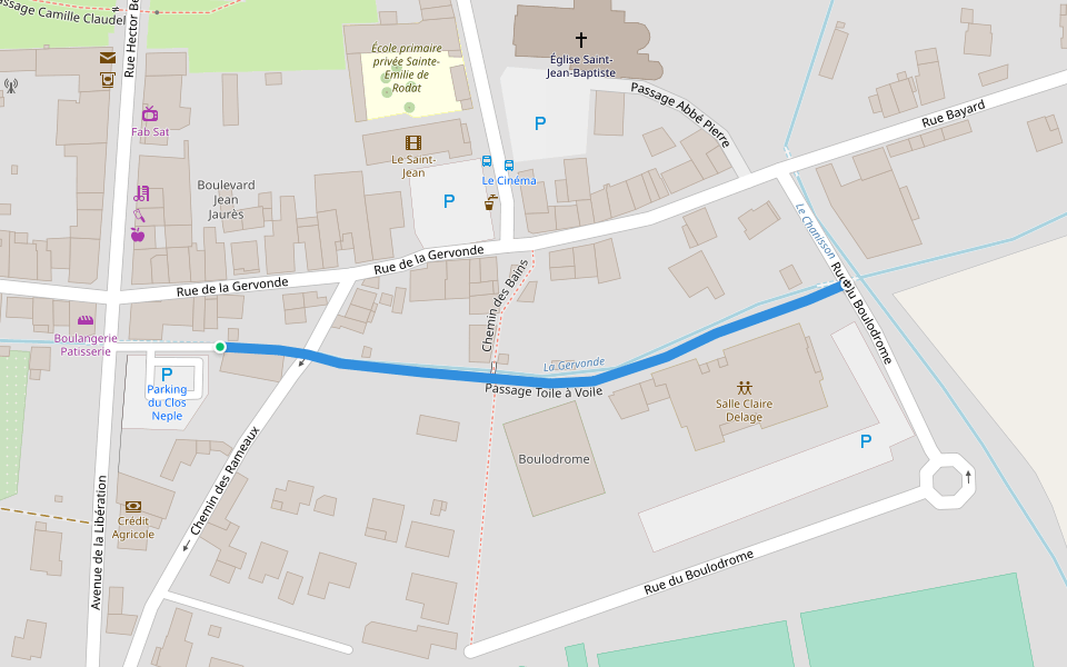 Passage Toile à Voile walking route map in Saint-Jean-de-Bournay