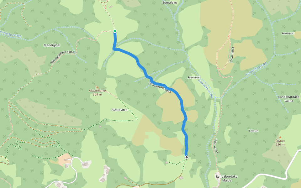 Zumalekuko bidea walking route map in Bera