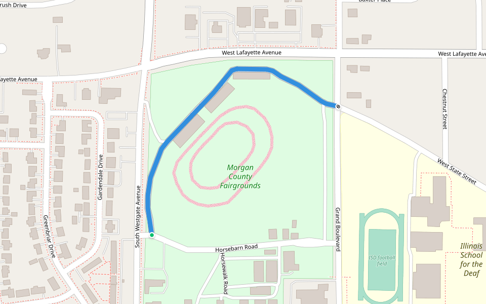 Grandstand Road walking route map in Jacksonville