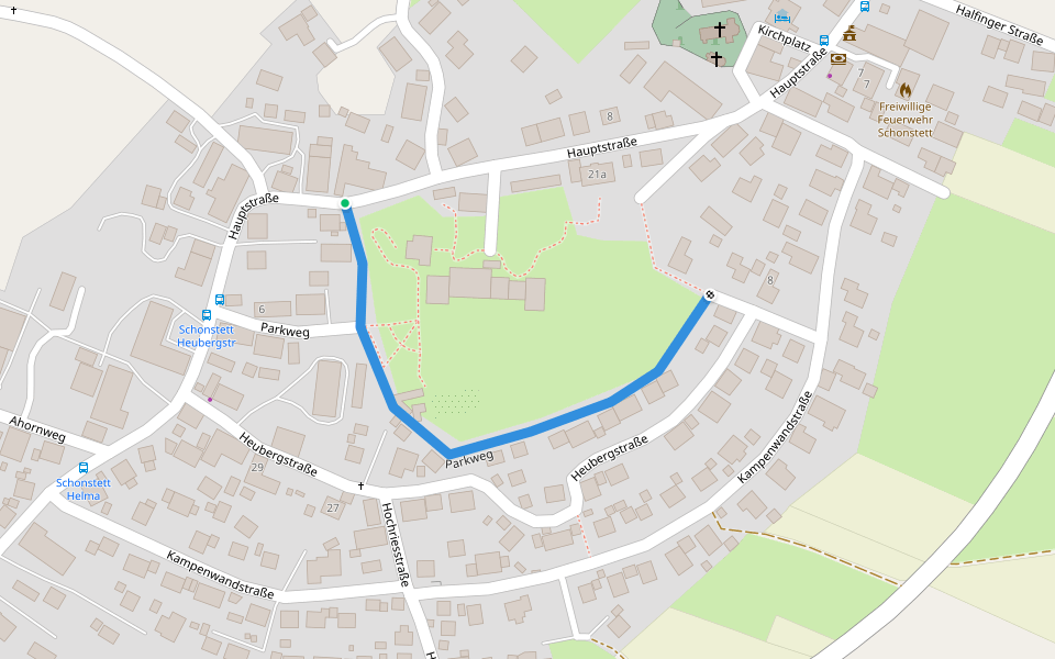 Parkweg walking route map in Schonstett
