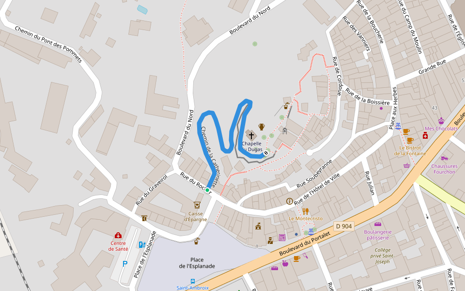 Chemin de la Catherinette walking route map in Saint-Ambroix