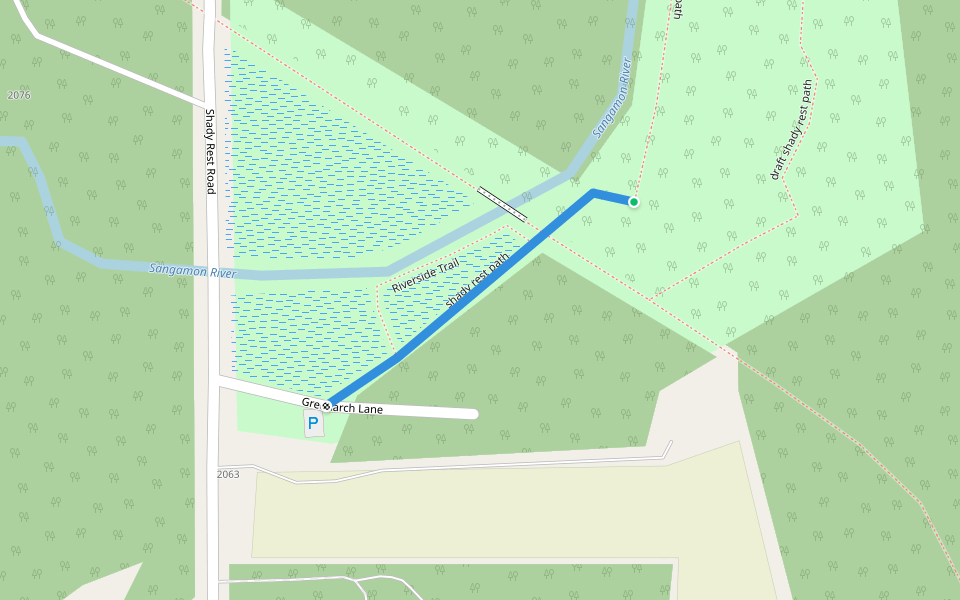 shady rest path walking route map in Monticello