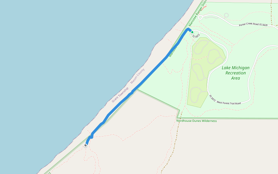 Arrowhead Trail Shoreline walking route map in Free Soil