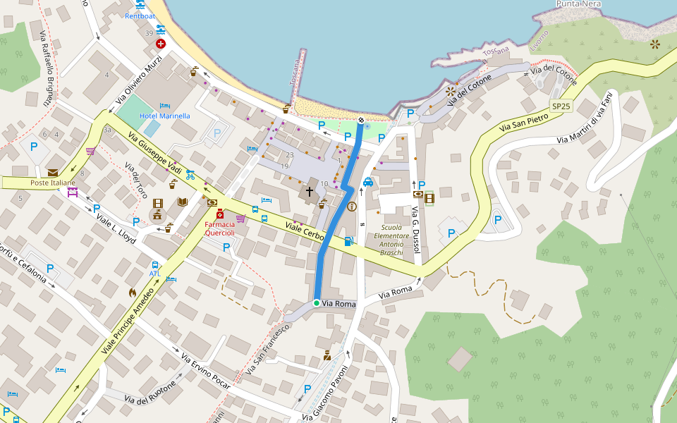 Via Giuseppe Garibaldi walking route map in Marciana Marina