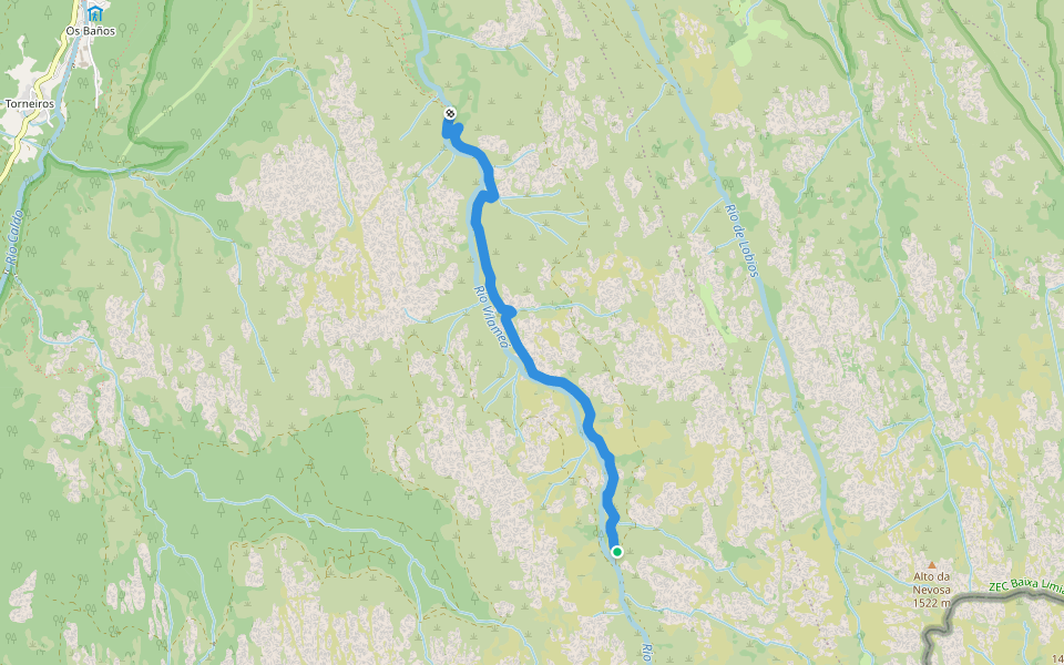 mountain track walking route map in Lobios