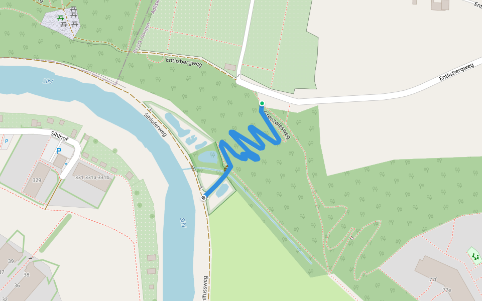 Entlisbergrossweg walking route map in Adliswil