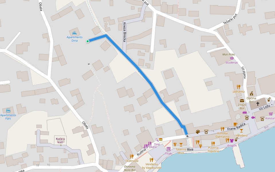 Uz potok walking route map in Bol