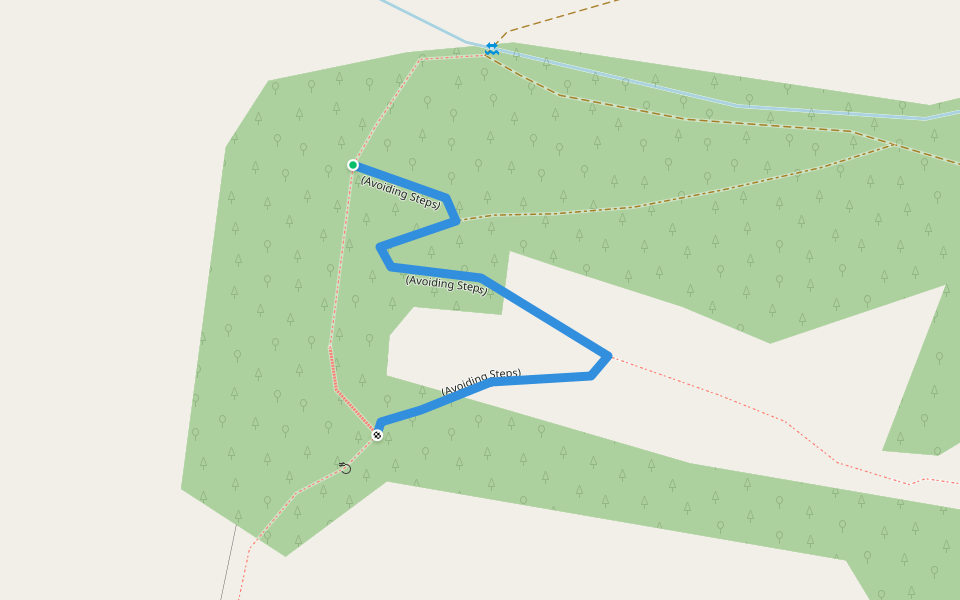 (Avoiding Steps) walking route map in Drewsteignton