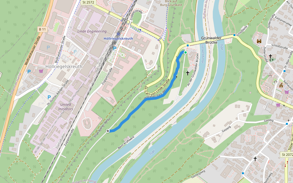 Höllriegel-Park-Weg walking route map in Pullach im Isartal