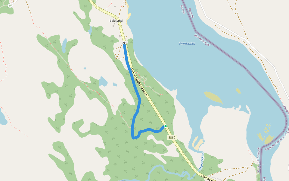 Grense Jakobselv veien walking route map in Grense Jakobselv