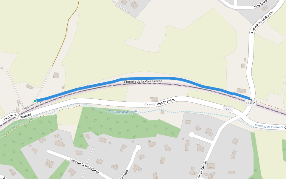 Chemin de la Voie Ferrée walking route map in Montastruc-la-Conseillère