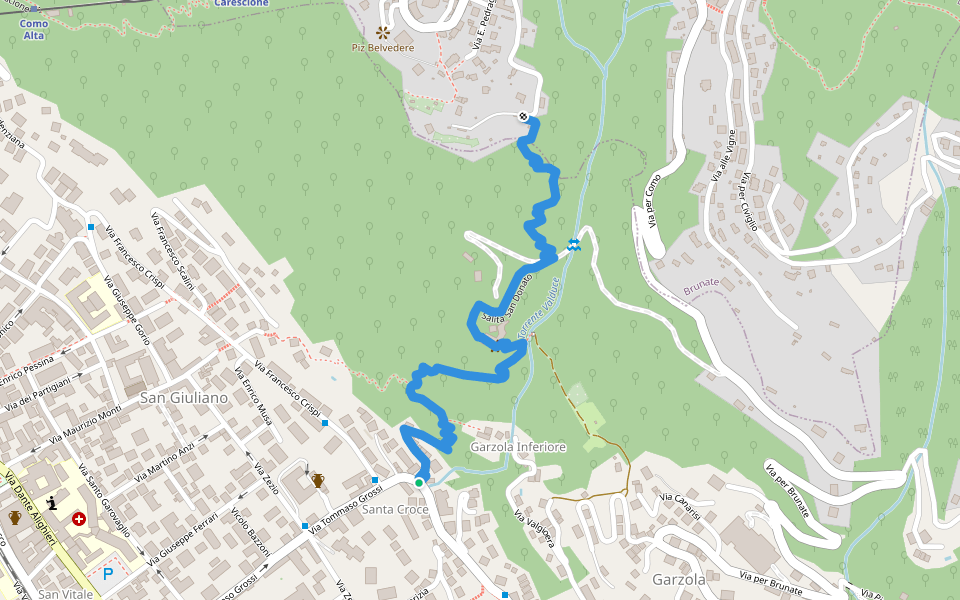 Salita San Donato walking route map in Como