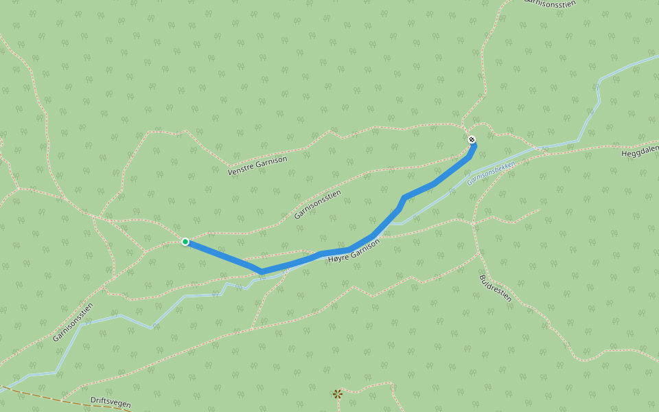 Høyre Garnison walking route map in Trondheim