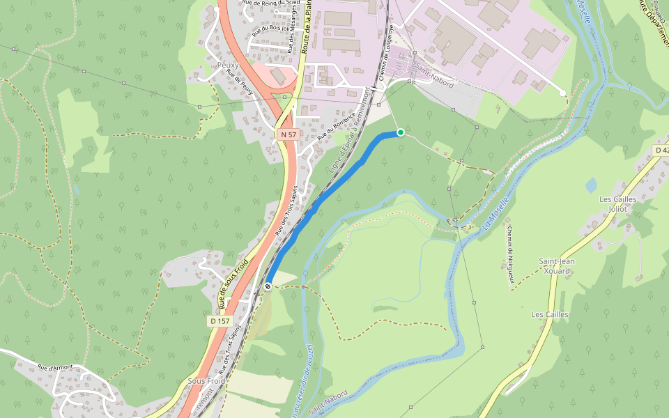 Chemin des Boicheux walking route map in Saint-Nabord