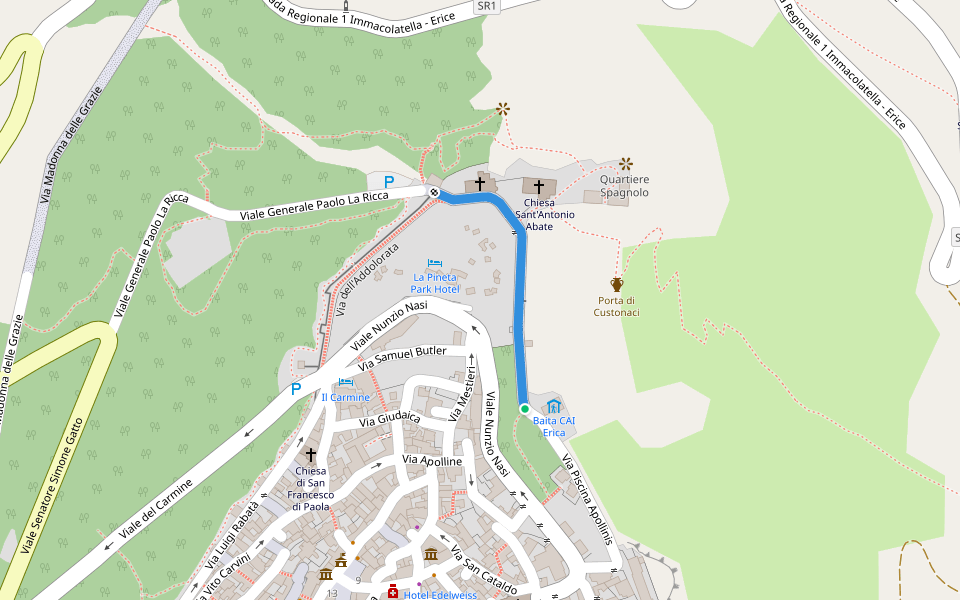 Via Piscina Apollinis walking route map in Erice