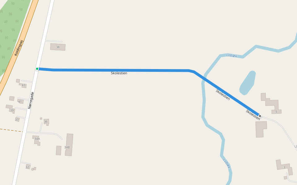 Skolestien walking route map in Løgumkloster