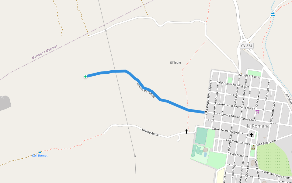 camino de Cuevas walking route map in la Romana