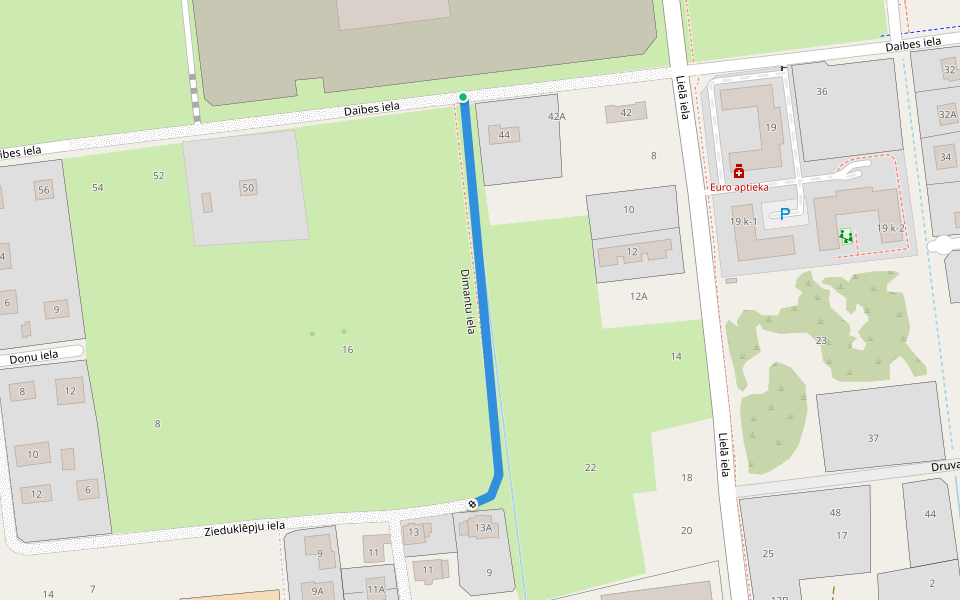Dimantu iela walking route map in Spilve
