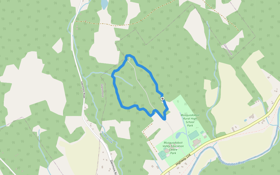 MacCurty Trail walking route map in Middle Musquodoboit
