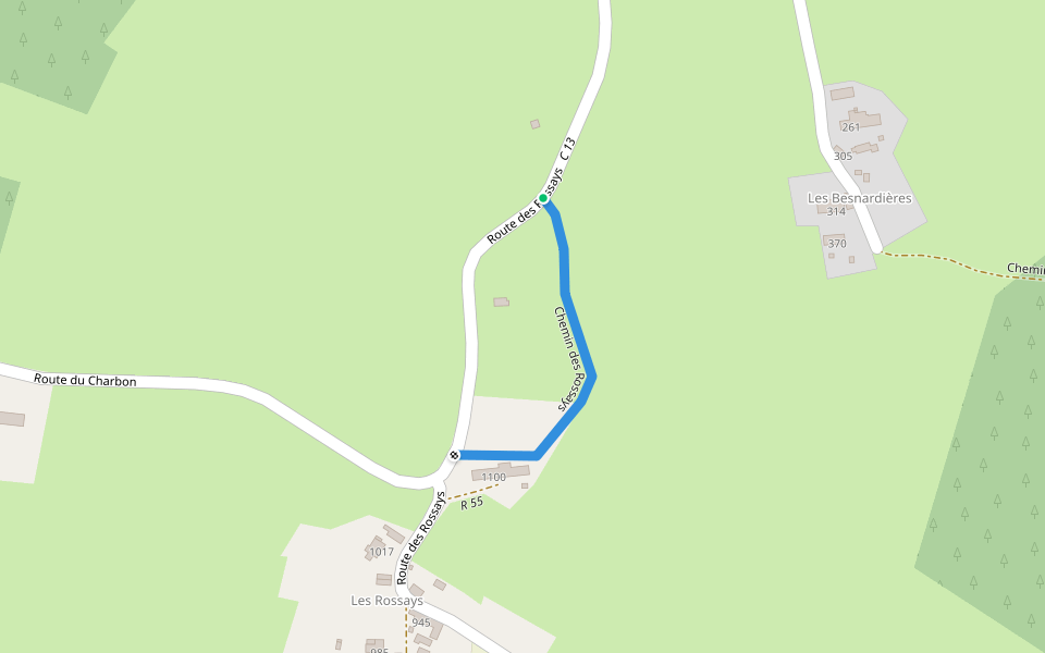 Chemin des Rossays walking route map in Changé