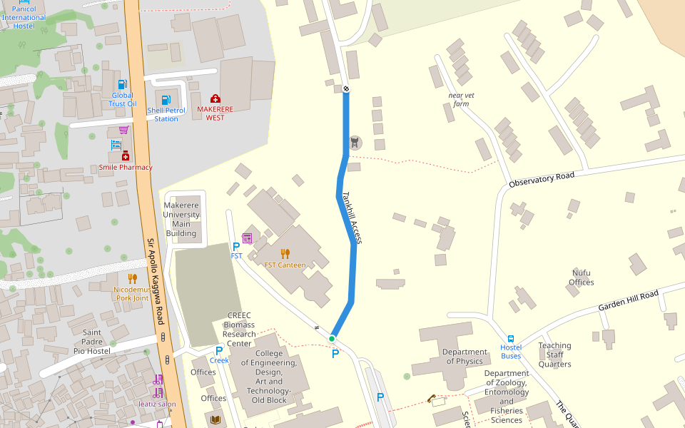 Tankhill Access walking route map in Entebbe