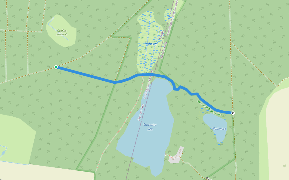 Samoter Trail walking route map in Plau am See